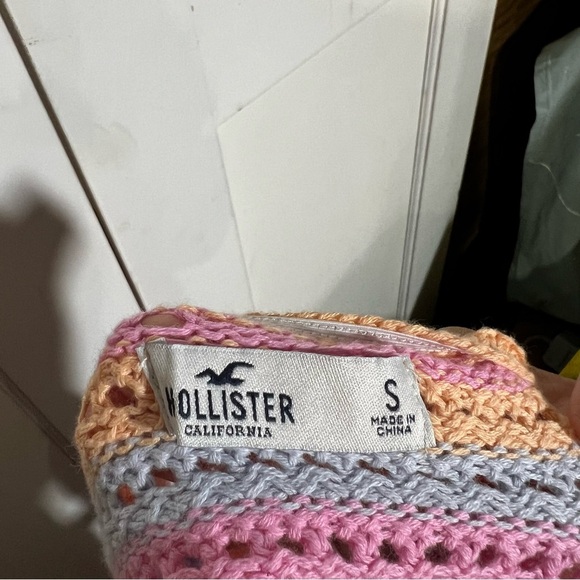 NWT Hollister Halter Crochet Top Summer Pink Orange Light Blue Size Small - Picture 7 of 7
